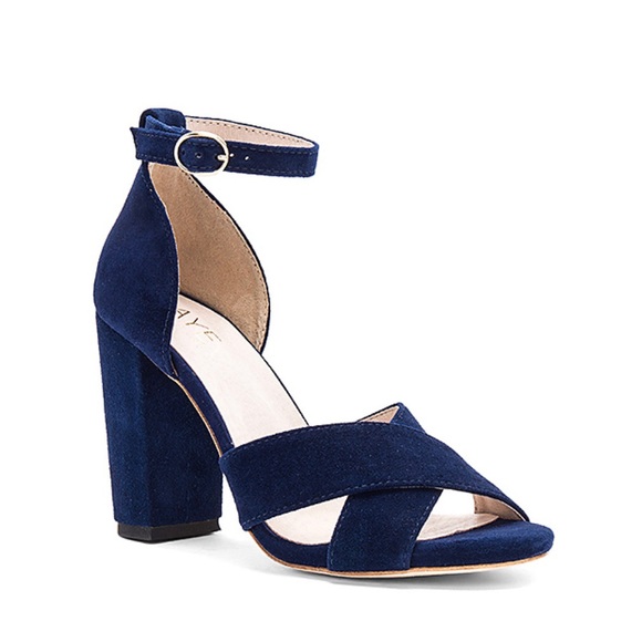 LAST CHANCE for Raye Suede Baker Ankle Strap Block Heel Navy 7.5 - Picture 1 of 11